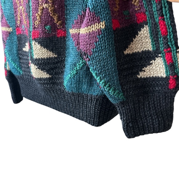 BOSTON TRADERS Vintage Hand Knit Geometric Sweater, Medium - Picture 11 of 12